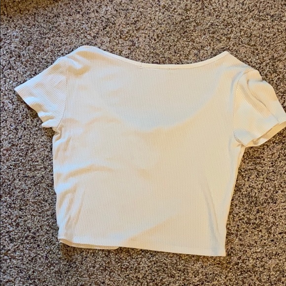 Lace-up ribbed crop top white cream - Picture 4 of 4